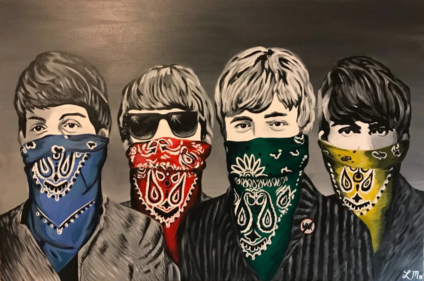 Acrylic painting of the bandit Beetles