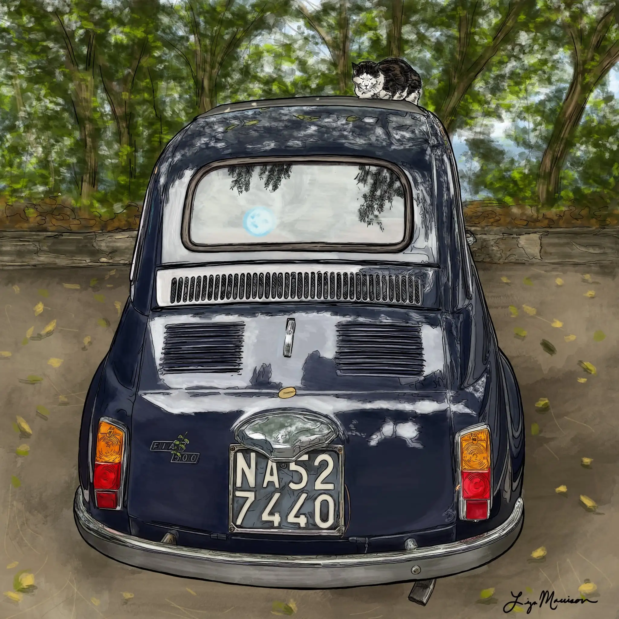 Digital drawing of Capri, Italy