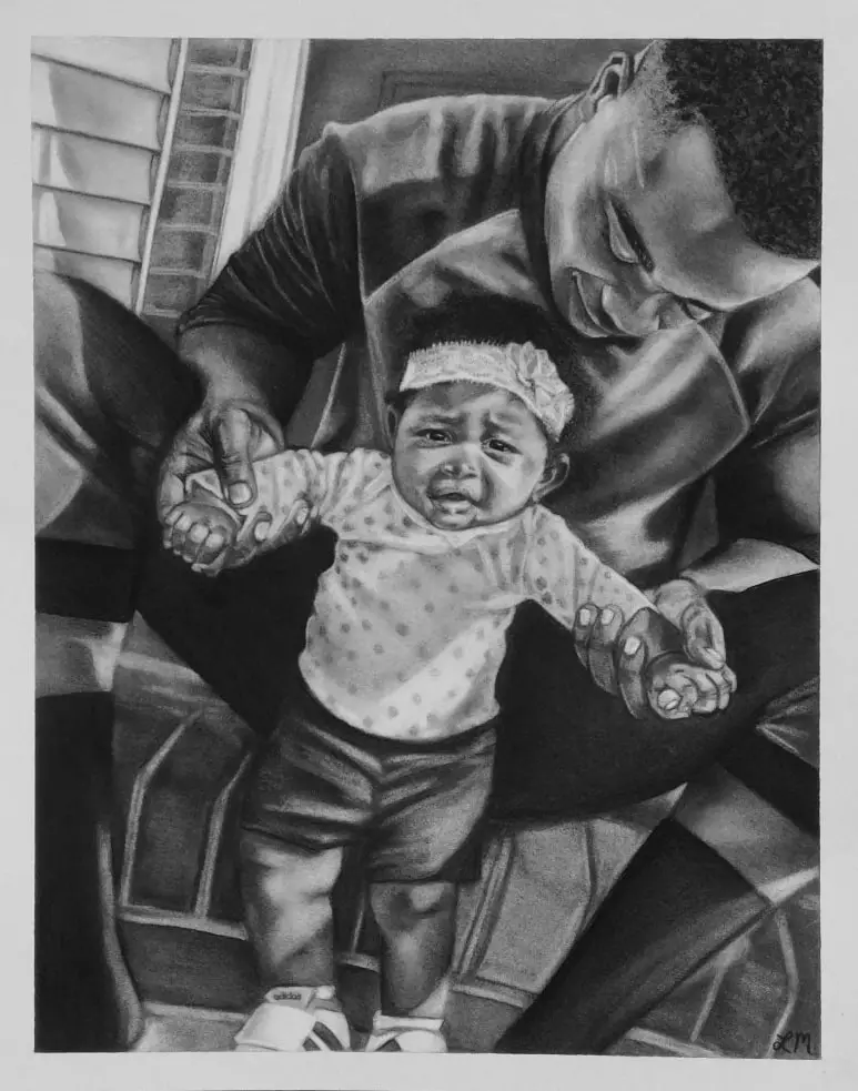 Drawing of a father and his daughter
