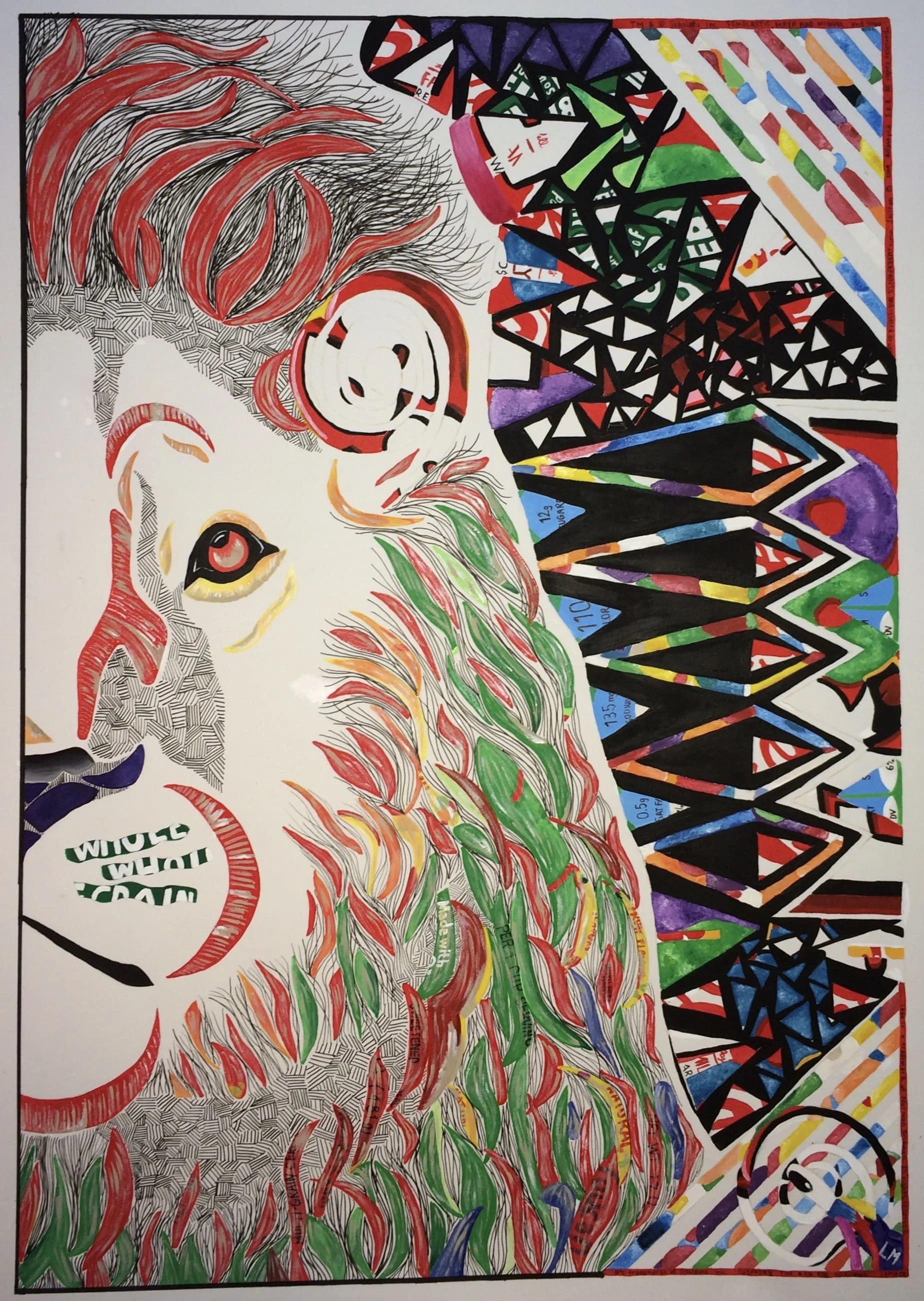 Lion made out of a Fruit Loops box