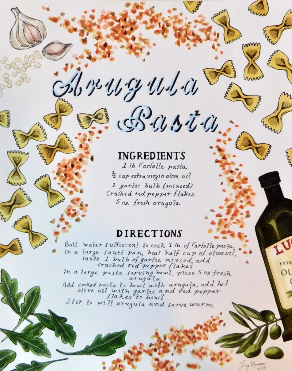 Drawing of a pasta recipe