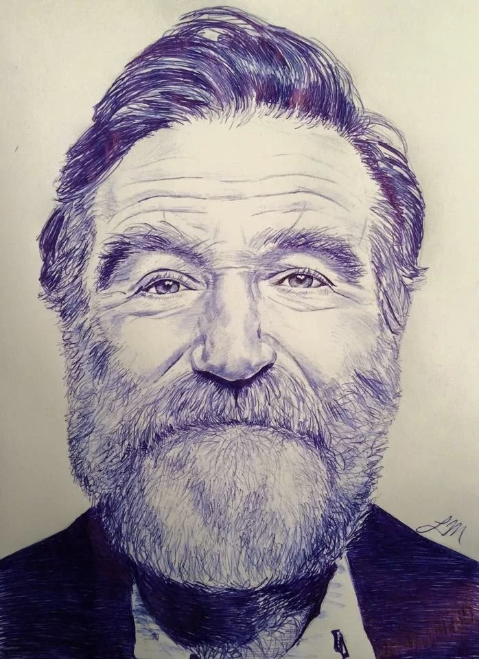 Pen drawing of Robin Williams