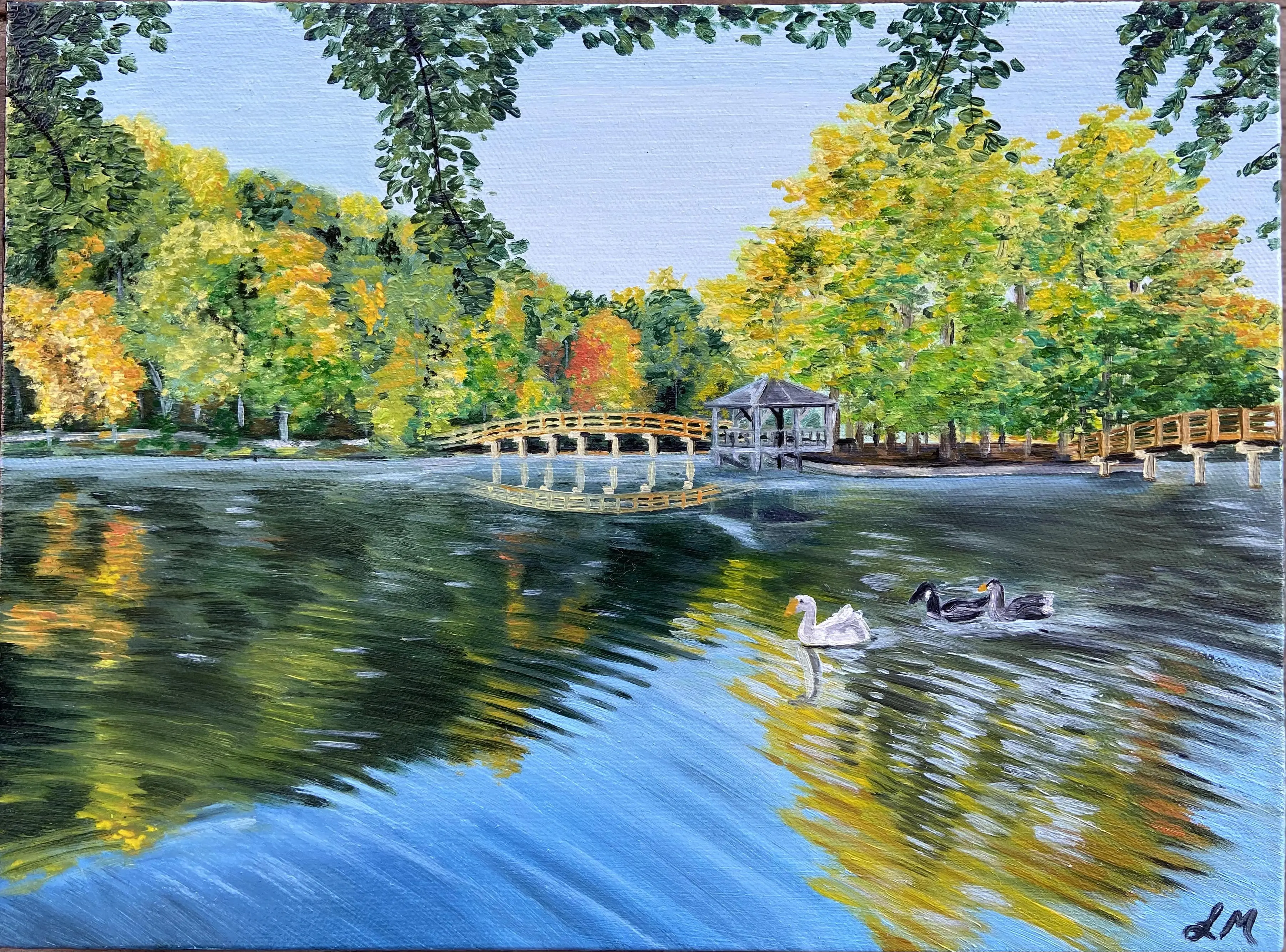 Oil painting of Westhampton Lake