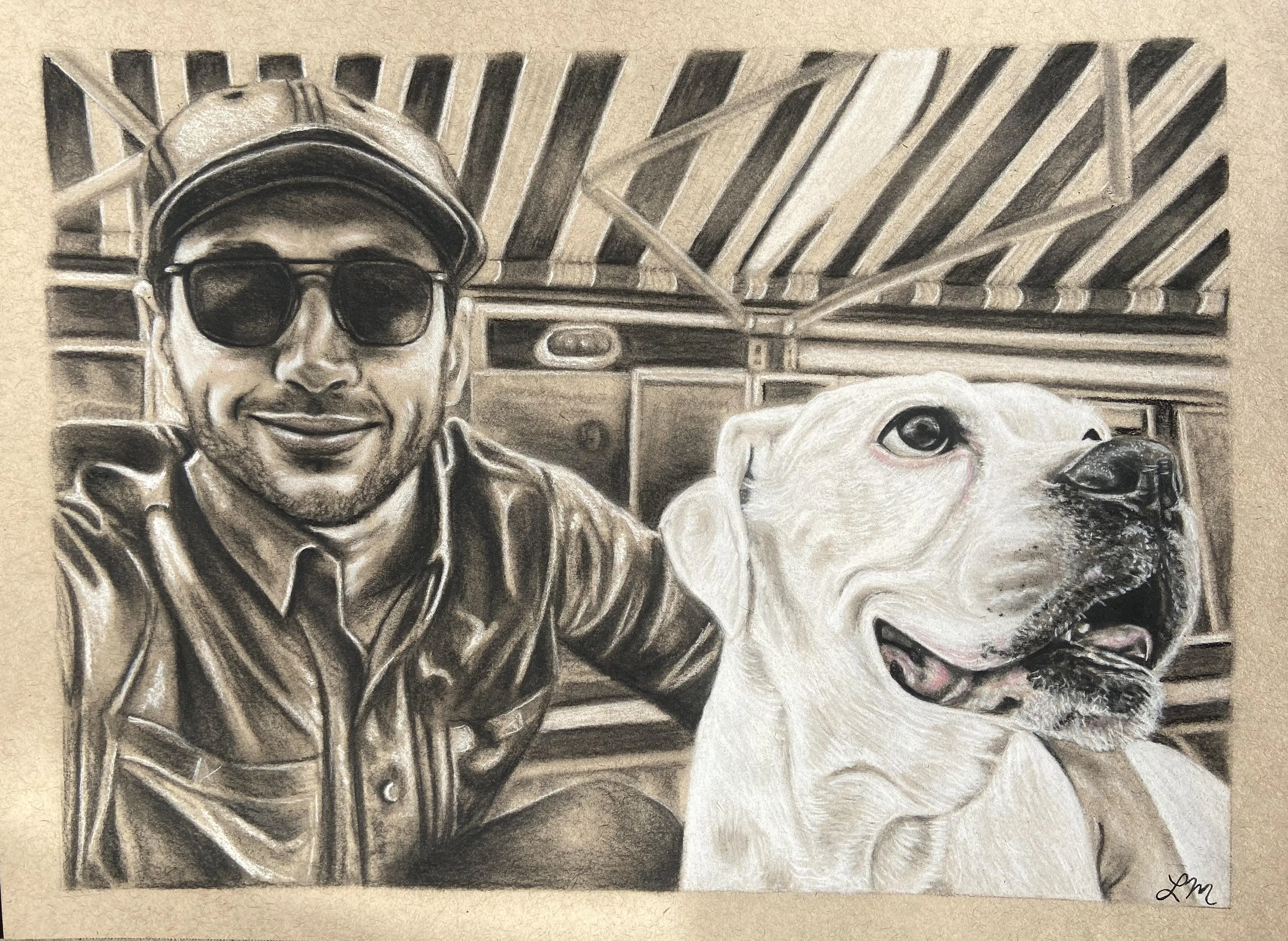 Guy and dog drawing