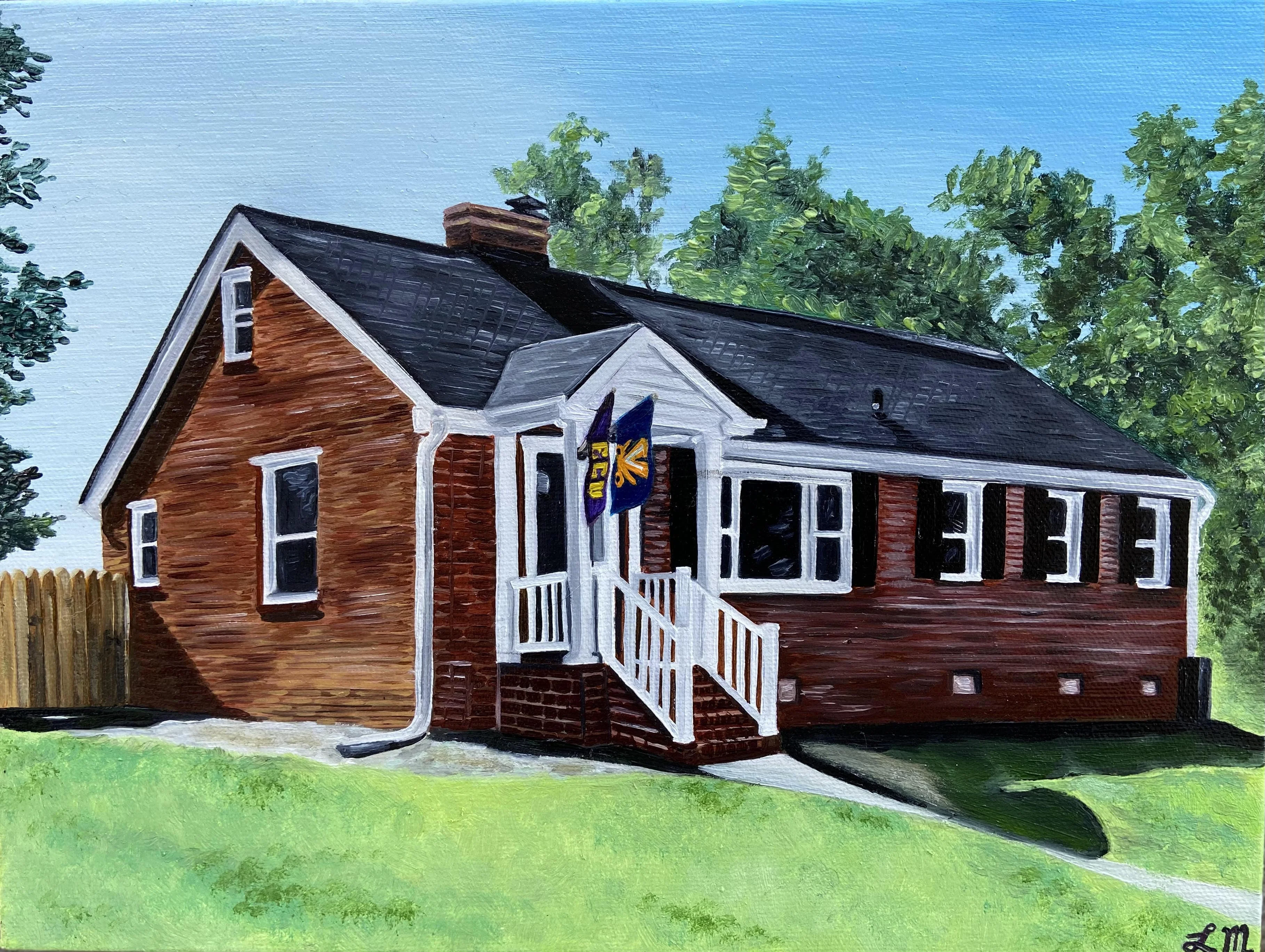 Oil painting of a house