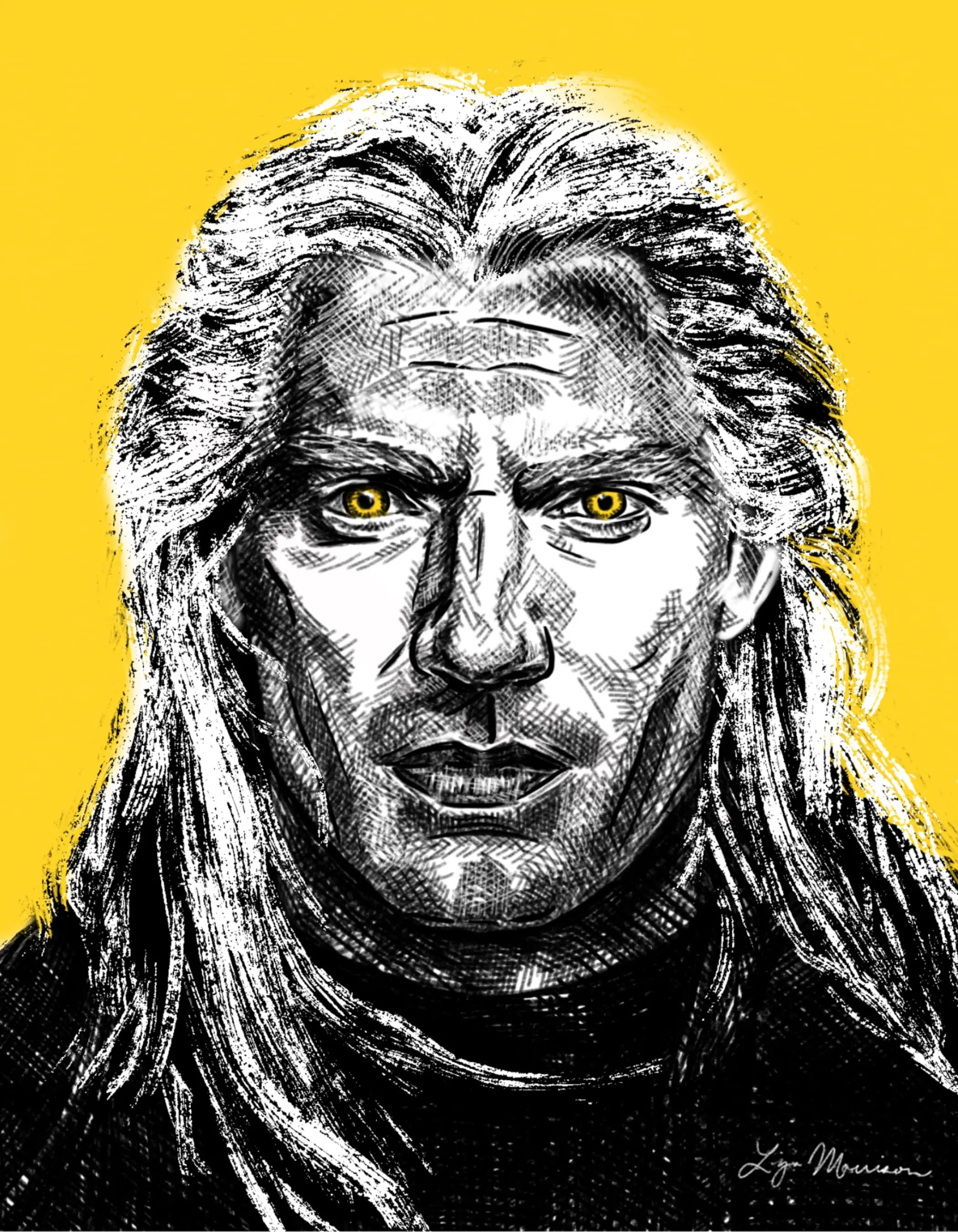 Digital drawing of the witcher