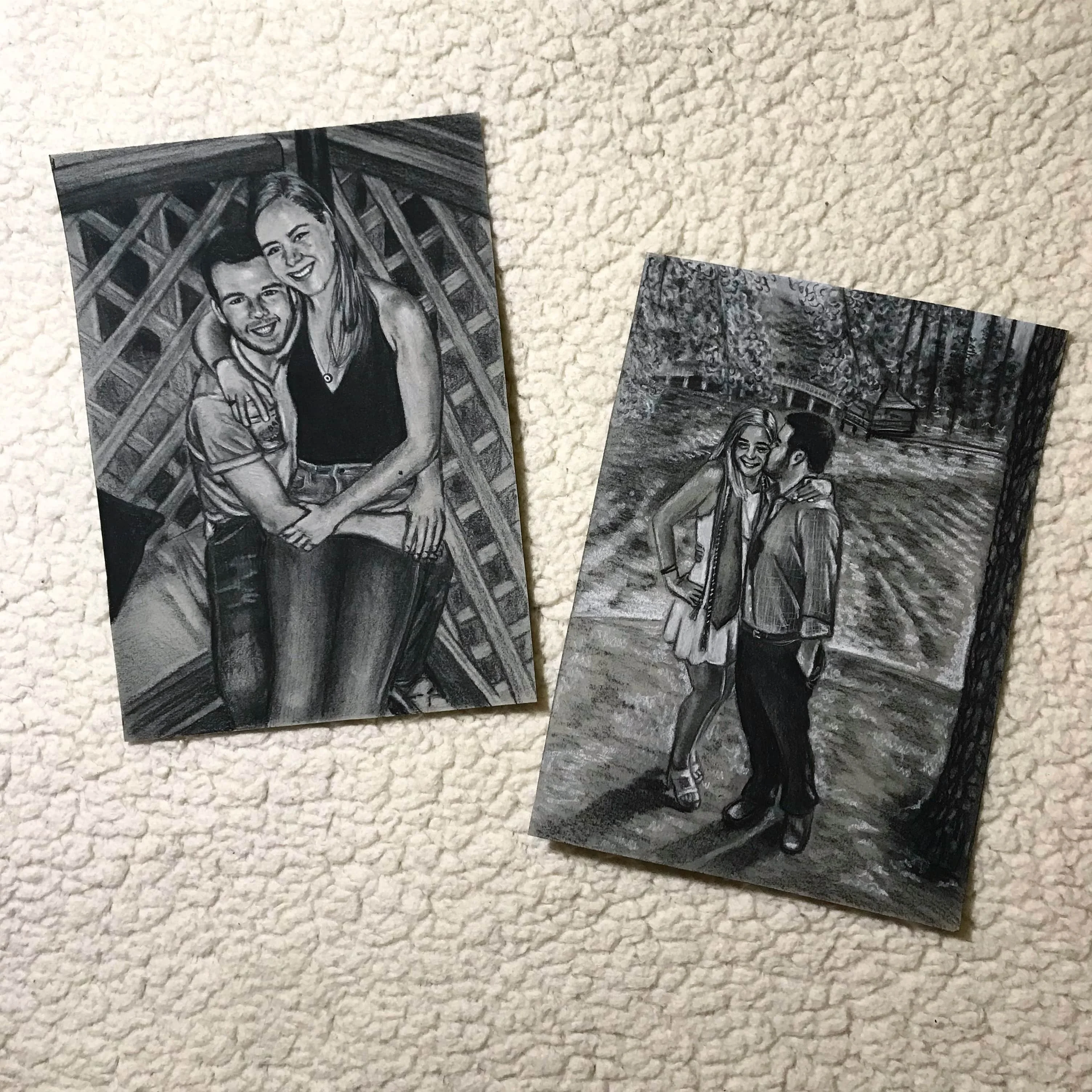 Drawings of Kyle and his girlfriend