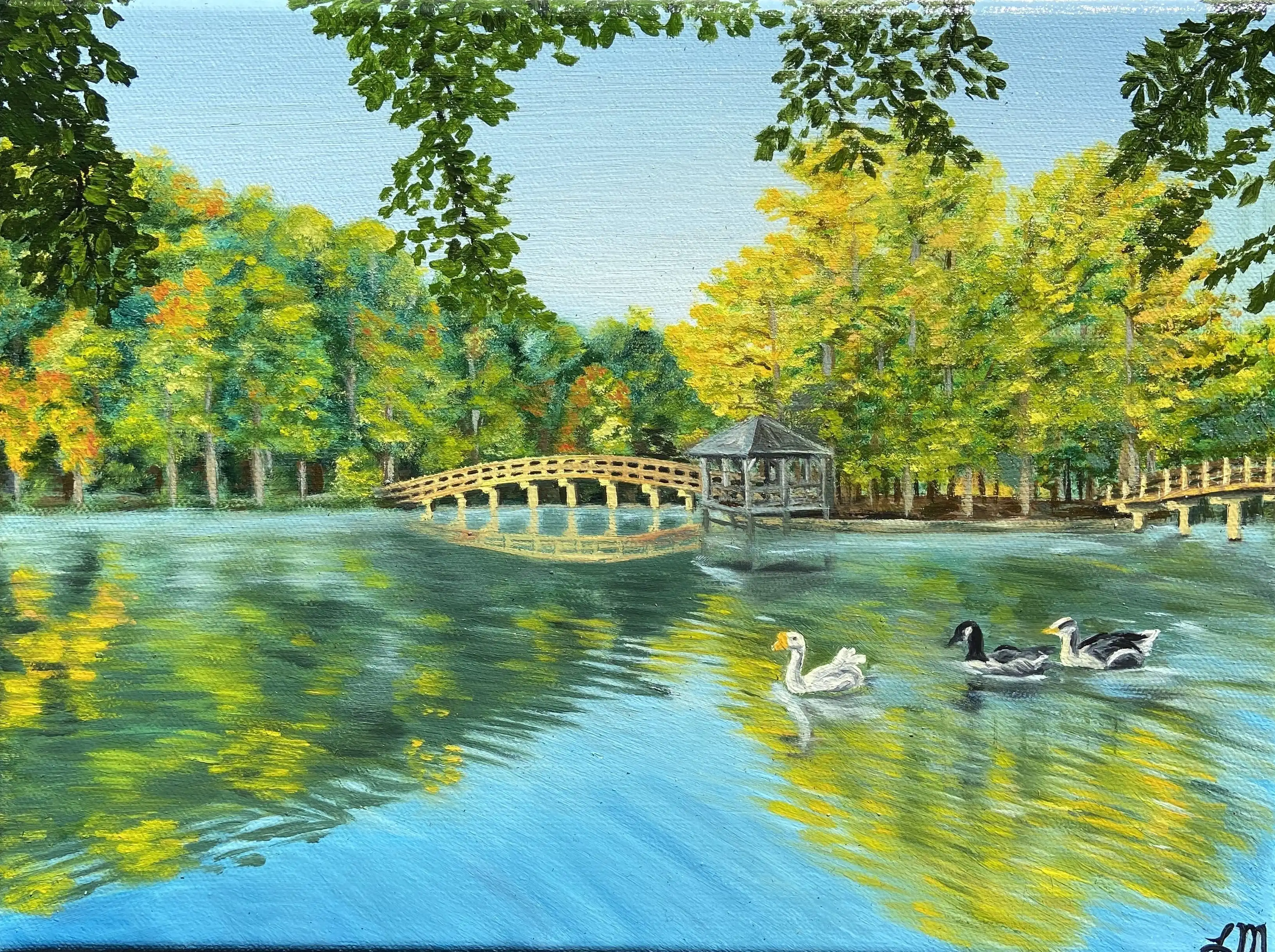 Oil painting of Westhampton Lake